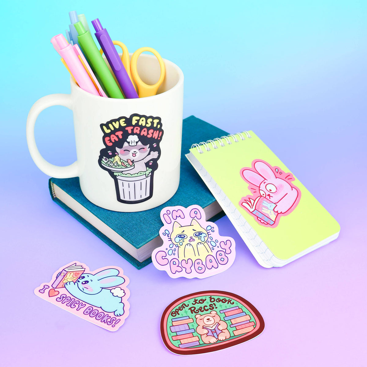 Open To Book Recs Recommendations Reading Vinyl Sticker