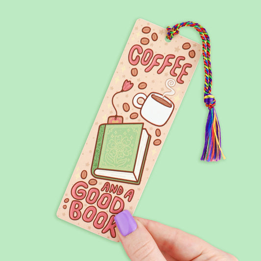 Coffee and a Good Book, Cozy, Bookish, Bookmark with Tassel