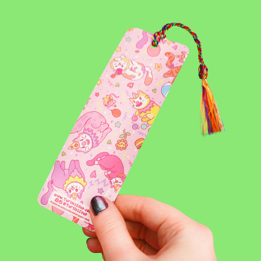 One More Page Clown Cat Reader Gift Bookmark with Tassel
