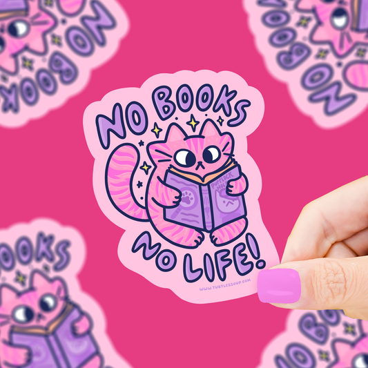 No Books No Life, Cute, Cats, Reader, Bookish, Vinyl Sticker