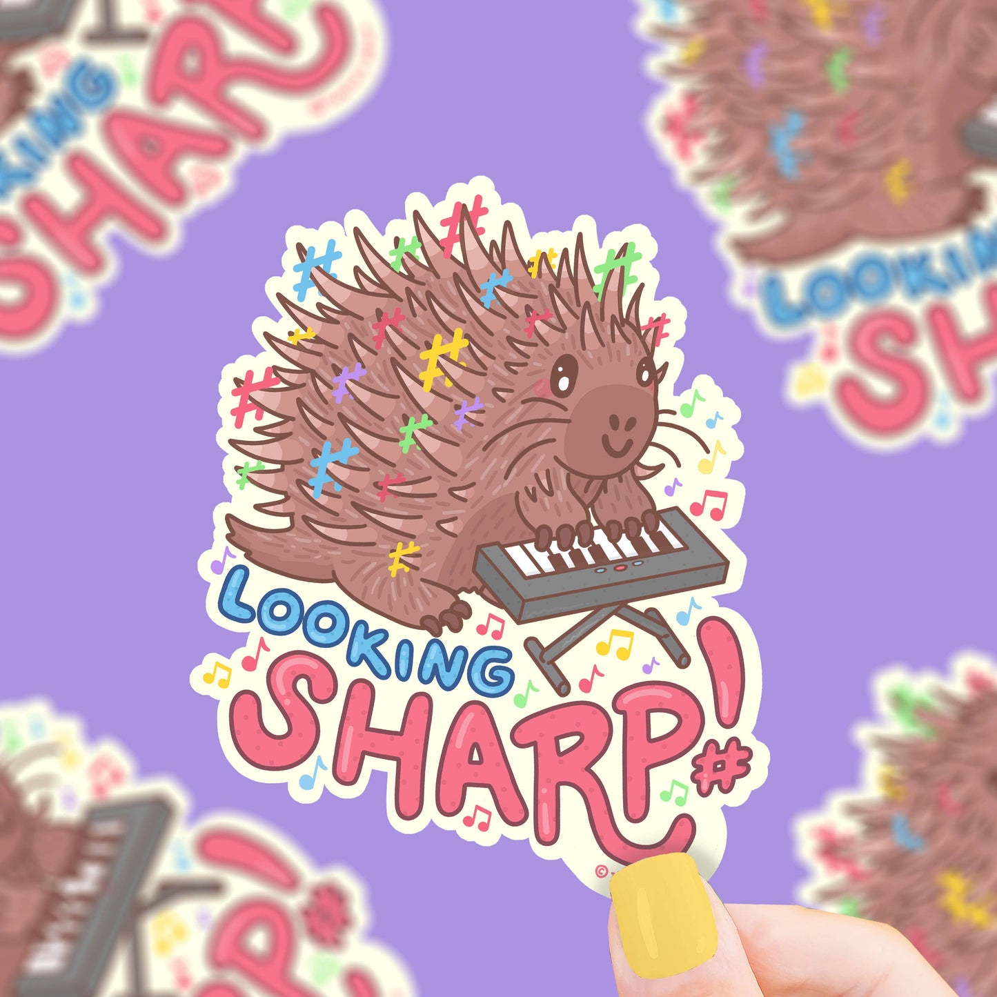 Looking Sharp Musical Porcupine Music Vinyl Sticker