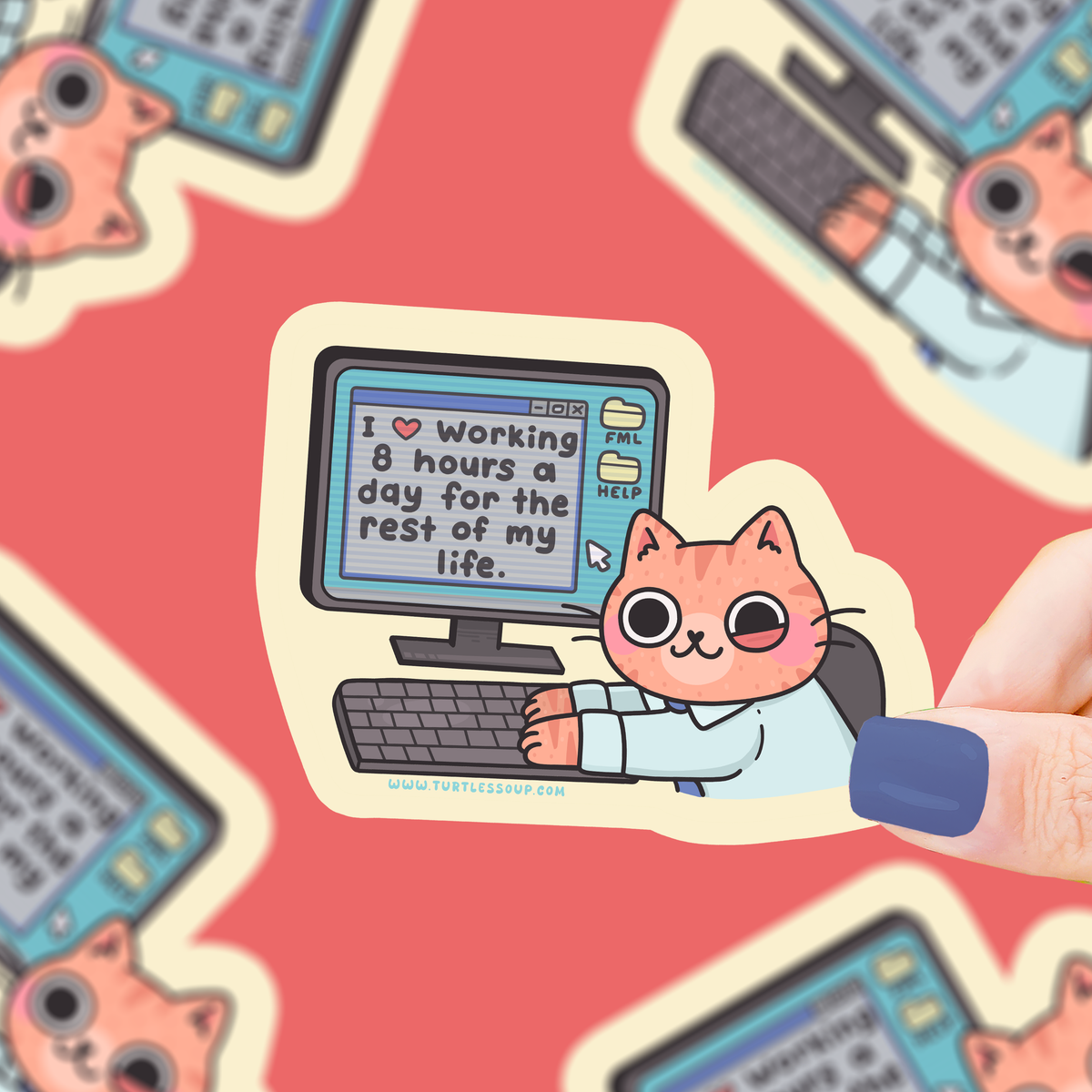 8 Hours A Day | Office Job | Funny | Vinyl Sticker