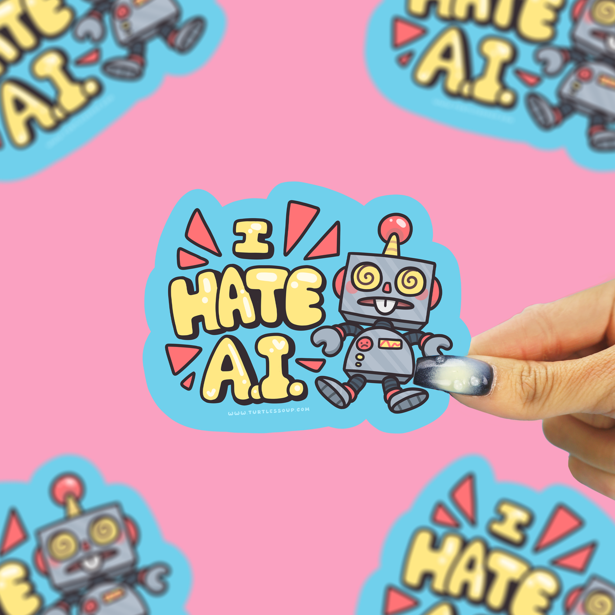 I Hate AI Robots Vinyl Sticker